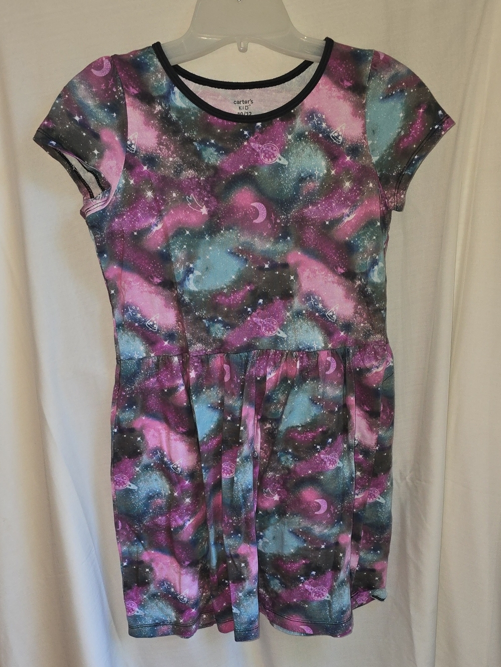 Carter's Pink, Blue & Black Galaxy Print Knit Dress